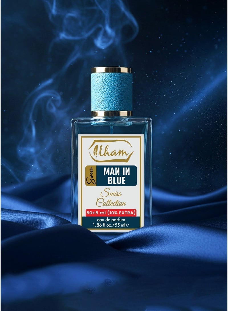 عطور إلهام  سويس مان إن بلو (50مل+5مل) 10٪ إضافي – 55 مل إدو برفيوم للرجال - Image 2