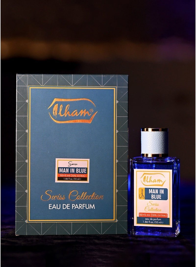 عطور إلهام  سويس مان إن بلو (50مل+5مل) 10٪ إضافي – 55 مل إدو برفيوم للرجال - Image 1