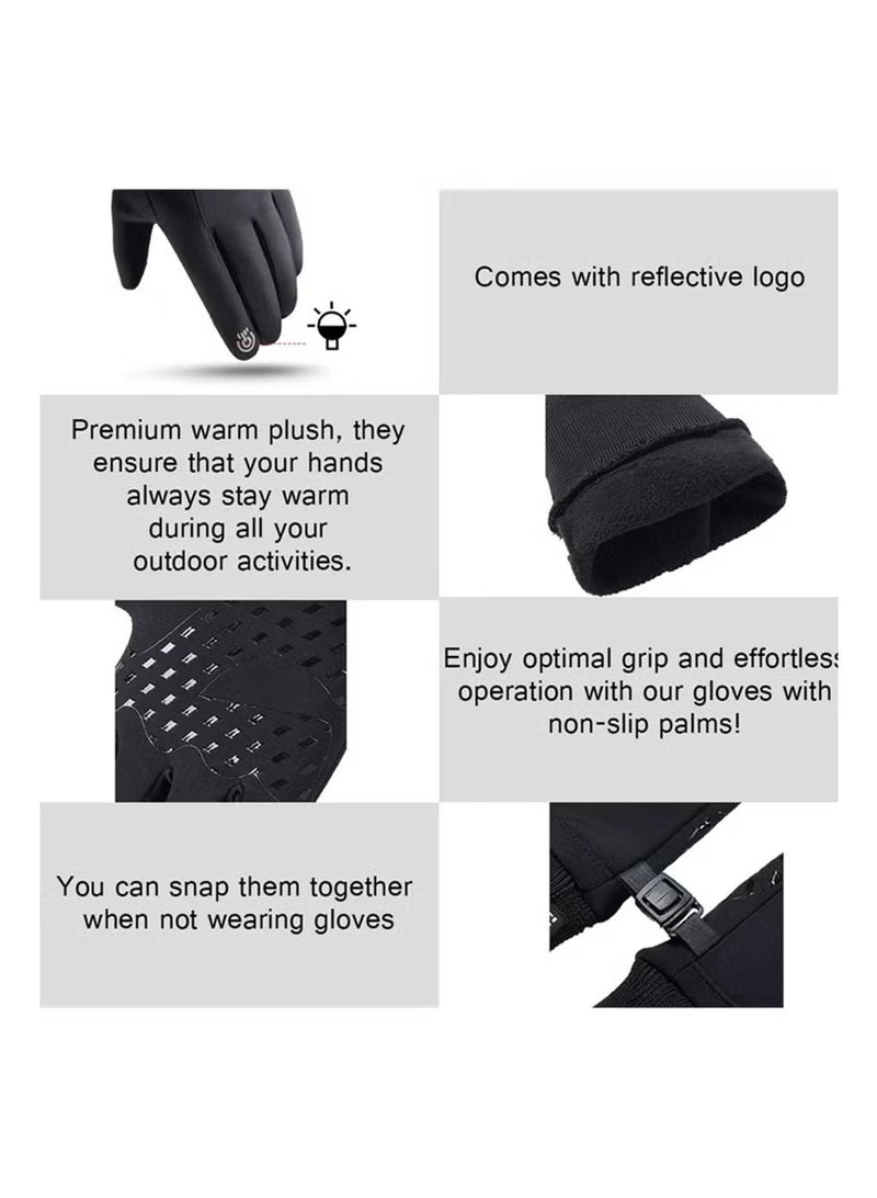 Cuken 1 Pair Touchscreen Gloves, Waterproof, Windproof and Thermal Winter Gloves for Cycling, Cycling Gloves, Riding Gloves, Warm Gloves, Driving Gloves, Hiking Gloves, Driving and Outdoor Sports, Cold Resistant Touch Screen Gloves for Men and Women, Black - Image 2