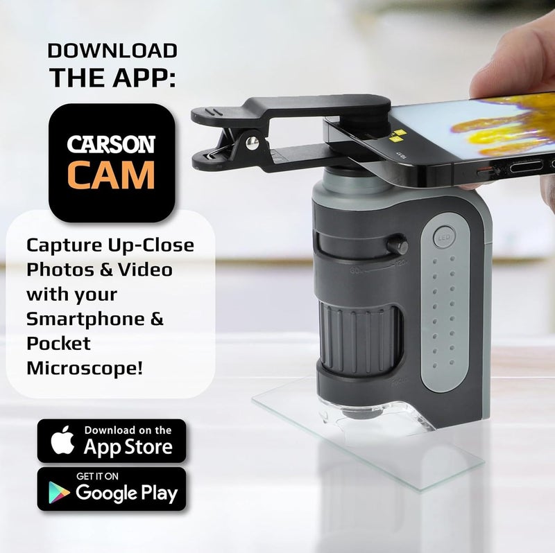 Carson Carson MicroBrite Plus 60x-120x LED Lighted Pocket Microscope, Portable Handheld Microscope STEM Toy, Mini Microscope for Student Science Lab, Educational Portable Microscope (MM-300)  - Image 2