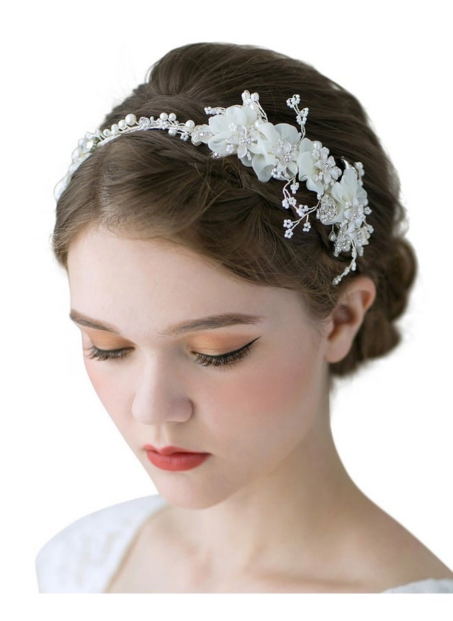 SWEETV Flower Bridal Headbands Ivorywedding Headpieces Hair Bands Jewelry Hair Accessories For Women Brides  - Image 1