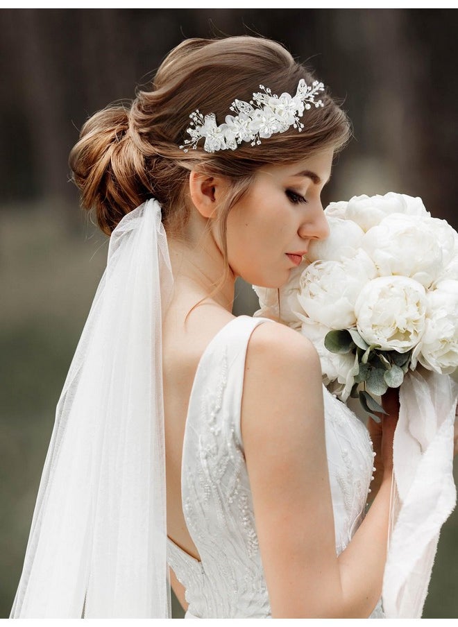SWEETV Flower Bridal Headbands Ivorywedding Headpieces Hair Bands Jewelry Hair Accessories For Women Brides  - Image 3