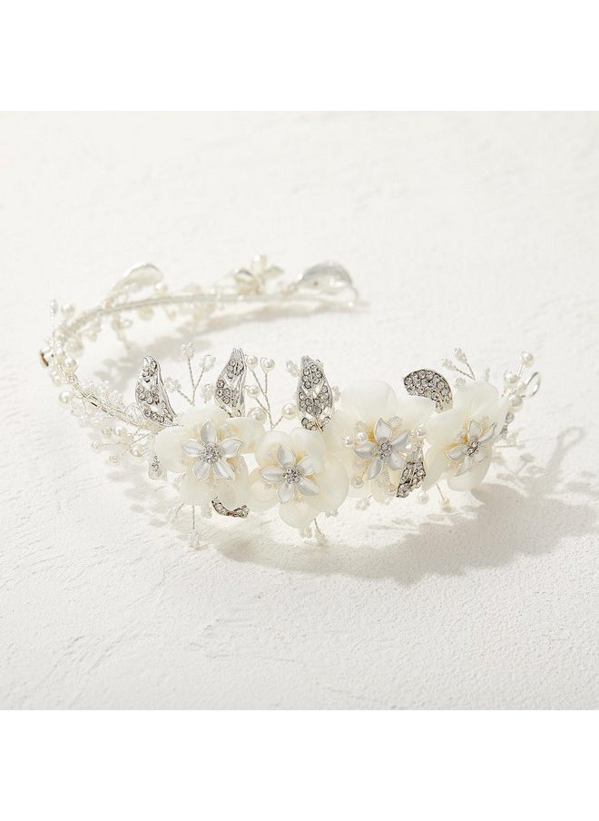 SWEETV Flower Bridal Headbands Ivorywedding Headpieces Hair Bands Jewelry Hair Accessories For Women Brides  - Image 4