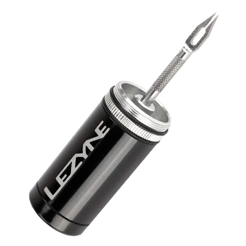 LEZYNE Tubeless Bike Tire Repair Kit - Road, Mountain & Gravel Bicycle Puncture Tool Set - Portable Compact Aluminum Storage Container/Handle with Stainless Steel Reamer - Black - Image 1