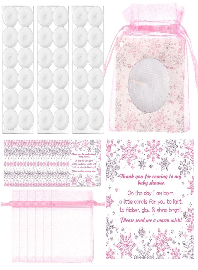 MTLEE 60 Sets Baby Shower Party Favors for Guests Baby Shower Gifts Tea Lights Candles with Thank Tags and Return Gift Bags for Birthday Gender Reveal Party Supplies(White,Snowflake) - Image 1