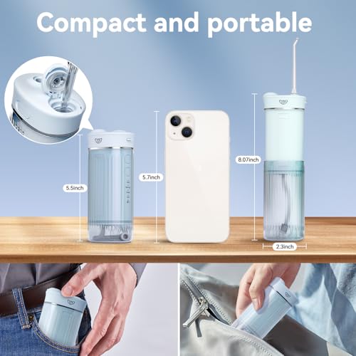 JTF Portable Mini Water Dental Flosser for Teeth Cleaning Travel Oral Irrigator with Telescopic Water Tank,4 Modes IPX7 Waterproof Design - Perfect for Braces, Bridges, and Home & Travel Dental Care - Image 2