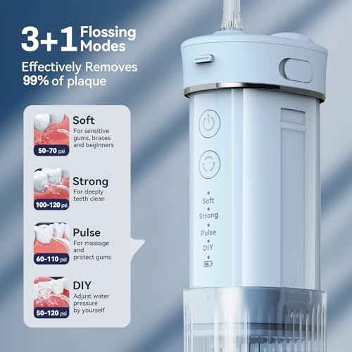 JTF Portable Mini Water Dental Flosser for Teeth Cleaning Travel Oral Irrigator with Telescopic Water Tank,4 Modes IPX7 Waterproof Design - Perfect for Braces, Bridges, and Home & Travel Dental Care - Image 3