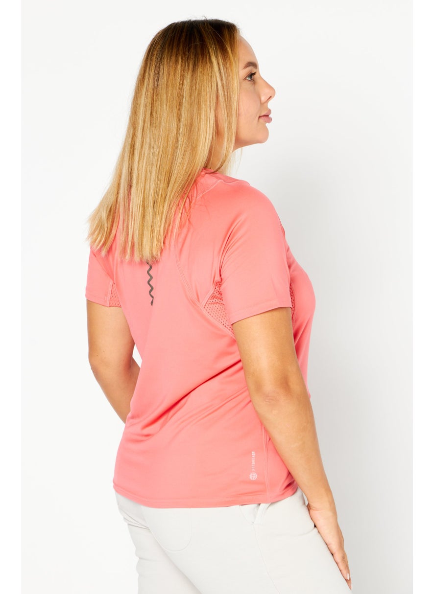 Adidas Women Sportswear Fit Short Sleeve Running T-Shirts, Coral  - Image 4