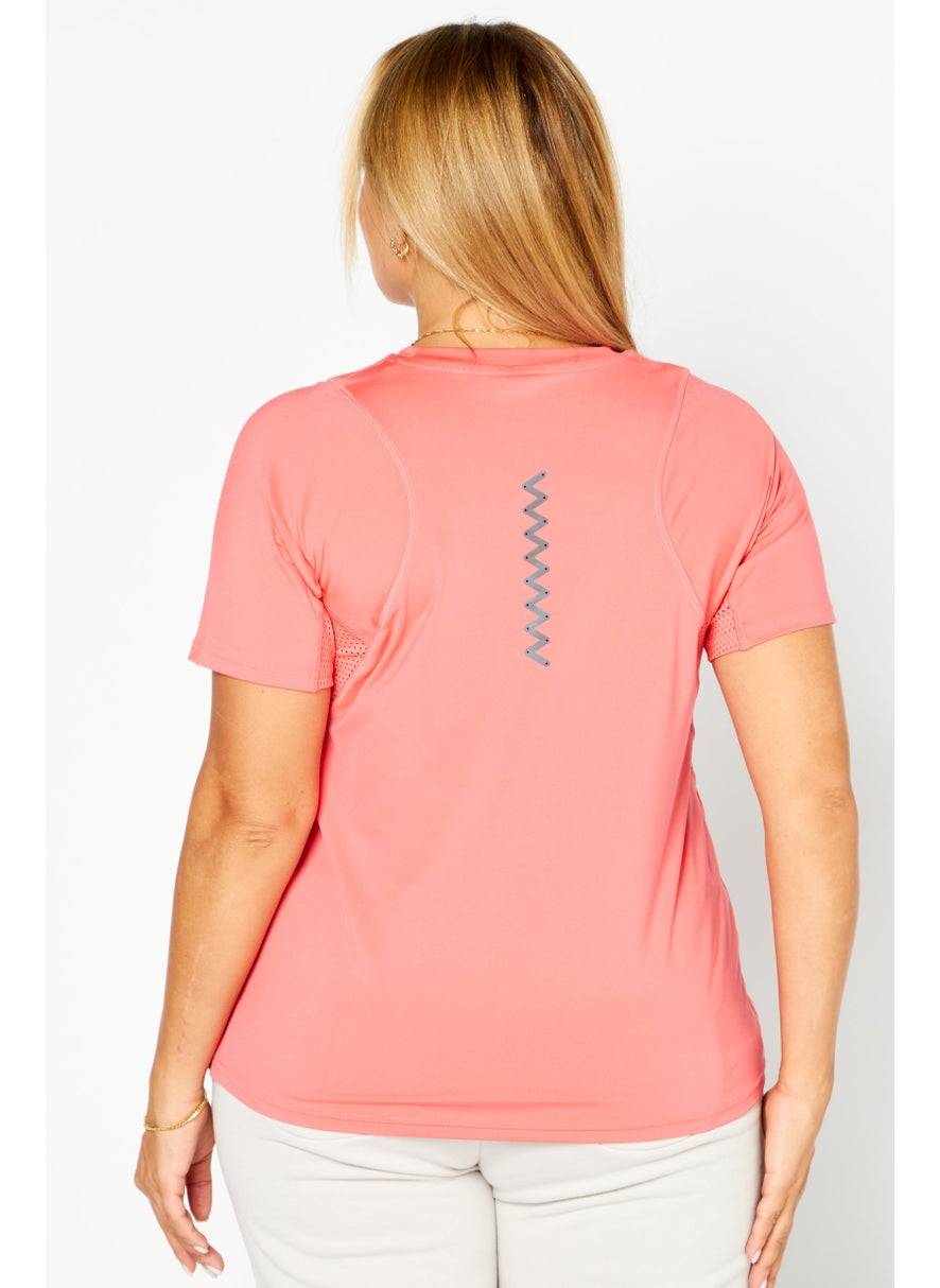 Adidas Women Sportswear Fit Short Sleeve Running T-Shirts, Coral  - Image 2