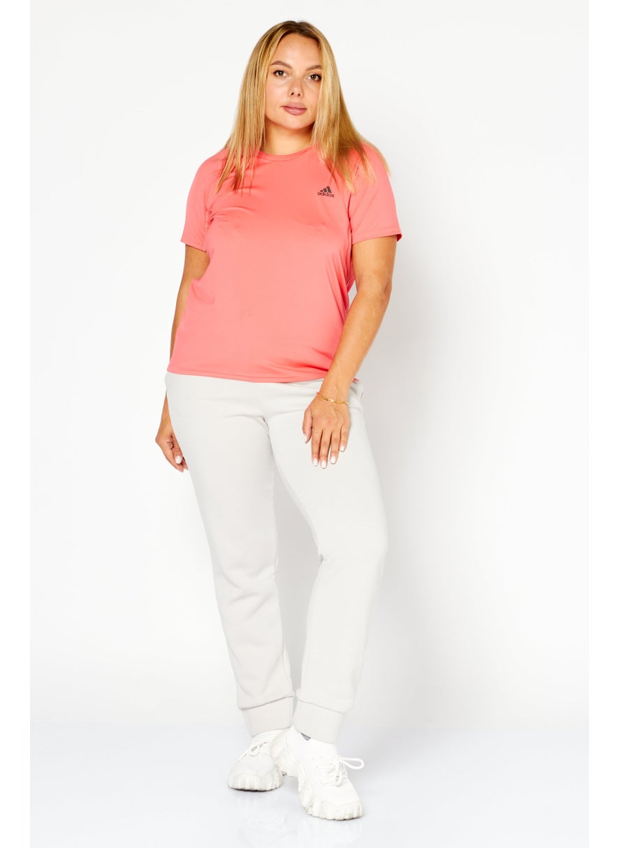 Adidas Women Sportswear Fit Short Sleeve Running T-Shirts, Coral  - Image 3