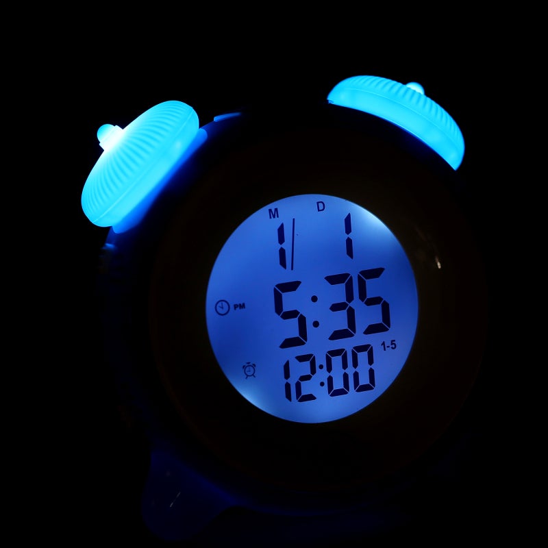 Kids Alarm Clock: Blue, 4-Mode Touch Night Light, 12/24 Hour System - Snooze & Custom Alarm, Backlight Feature for Kids Bedroom - Image 3