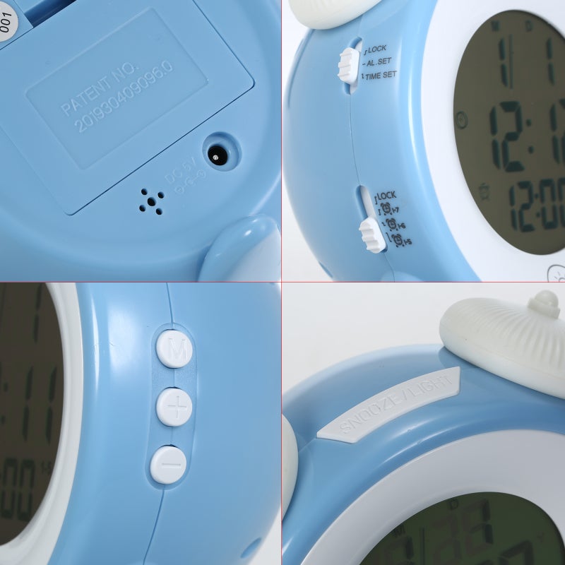 Kids Alarm Clock: Blue, 4-Mode Touch Night Light, 12/24 Hour System - Snooze & Custom Alarm, Backlight Feature for Kids Bedroom - Image 5