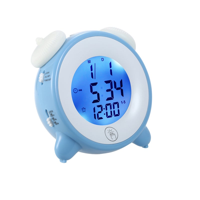 Kids Alarm Clock: Blue, 4-Mode Touch Night Light, 12/24 Hour System - Snooze & Custom Alarm, Backlight Feature for Kids Bedroom - Image 1