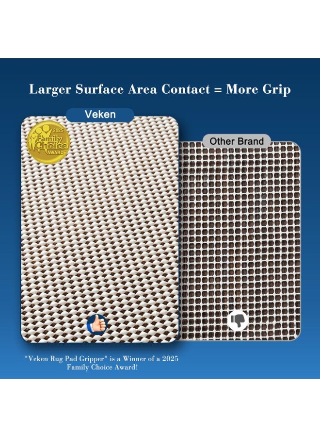 Veken Runner Rug Gripper Pad for Hardwood Floors, Non Slip Rug Pads for Area Rugs, Thick Rug Grippers for Tile Floors, Under Carpet Anti Skid Mat 2x8, Keep Your Rugs Safe and in Place - Image 2