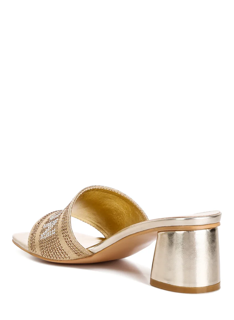 London Rag Rhinestone Embellished London Sandals in Gold