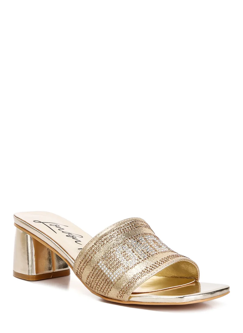 London Rag Rhinestone Embellished London Sandals in Gold