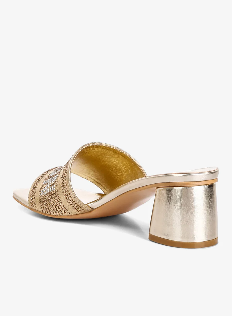 لندن راج صندل لندن مزين بأحجار الراين باللون الذهبي