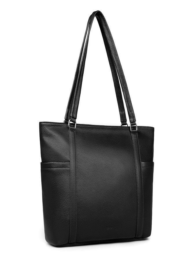 befen Black Genuine Leather Work Tote Bag for Women Leather Shoulder Totes Bags Womens Travel Purses Satchel Handbags with Compartments - Image 1