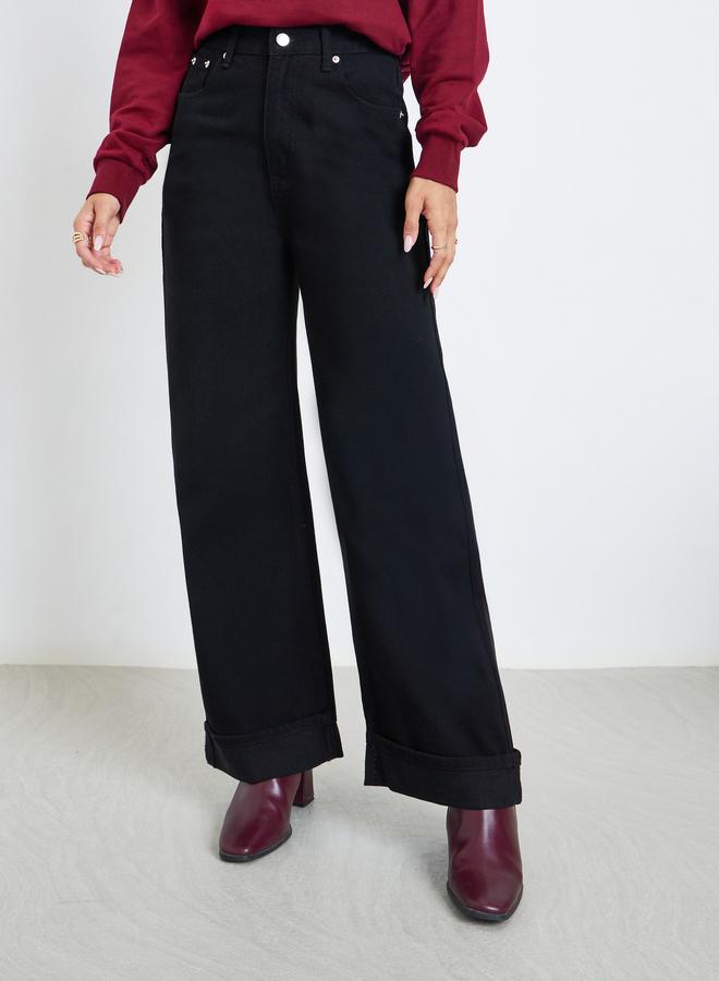 Styli Women Black High Rise Straight Leg Jeans - Image 2