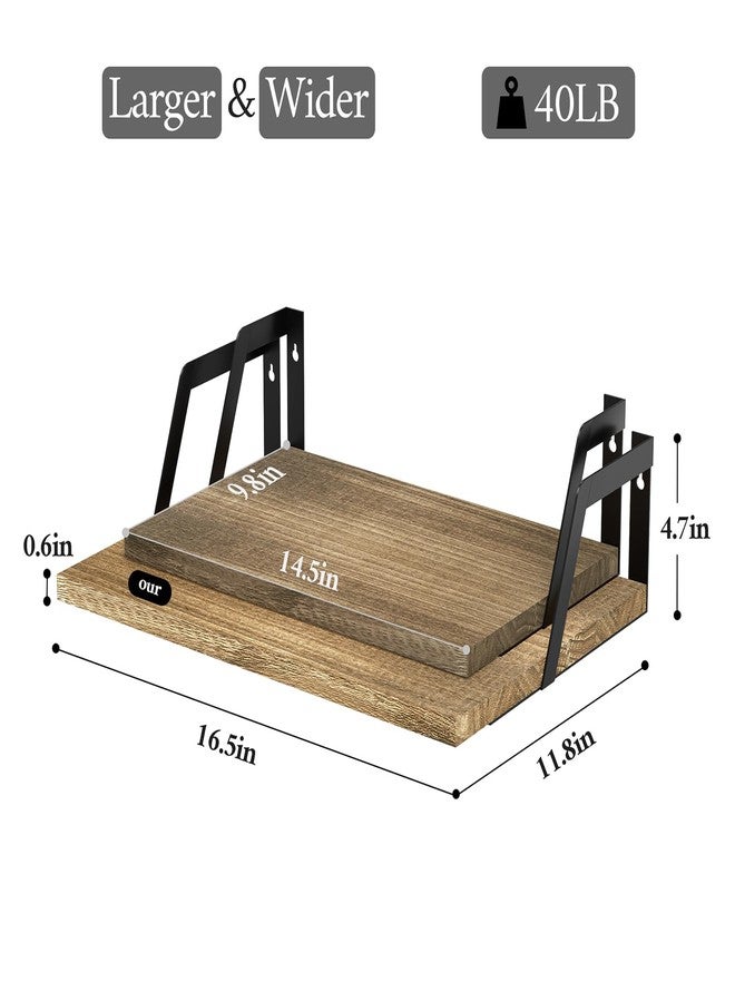 SRIWATANA Floating Shelves Wall Mounted Set of 2 Rustic Wood Shelves with Large Capacity(Carbonized Black) - Image 5