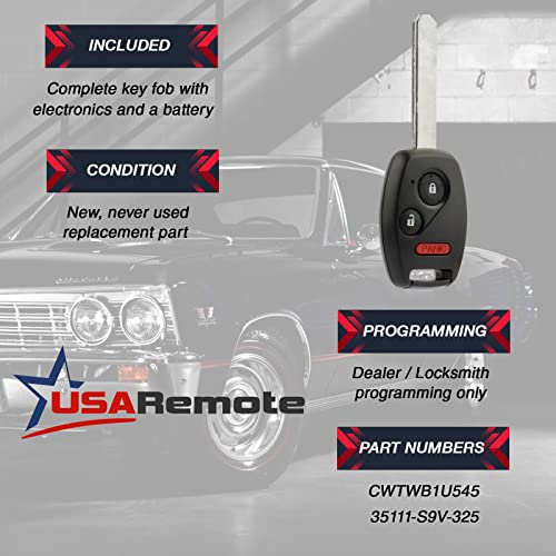 USARemote Key fits Honda Pilot 2005 2006 2007 2008 Keyless Entry Remote Fob (CWTWB1U545) - Image 3