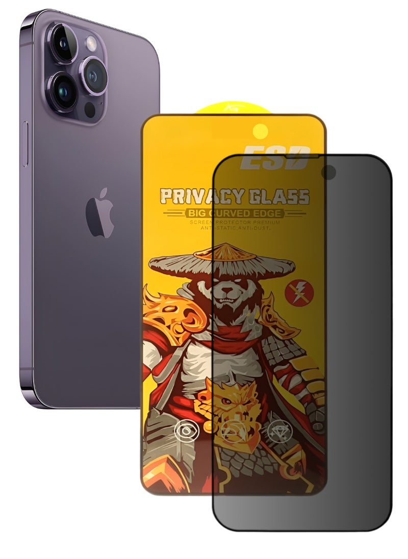 ESD Tempered Dustproof Privacy Glass Screen Protector Compatible For iPhone 14 Pro - Image 1