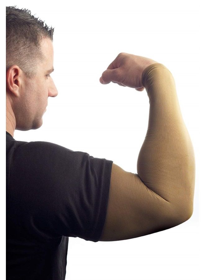 Tatjacket Tattoo Cover Up Concealer Sleeve, 2-PACK, Full Arm coverage (Brown), UPF 50 Protection, Slip Free, for Men & Women (Unisex), MEDIUM, BROWN