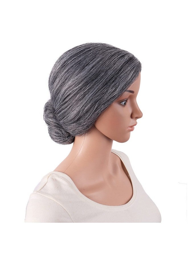 MapofBeauty Apofbeauty 10 Inch/25 Cm Grandmother Hair Elderly Lady Costume Granny Wig With Bun Wig (Dark Grey)  - Image 4