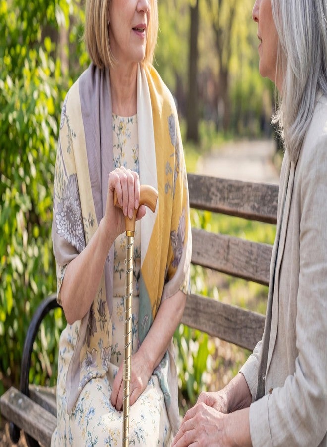 Asterom Canes for Women - Foldable, Adjustable, Collapsible - Fashionable Walking Cane for Women, Wooden Handle (Gold) - Image 5