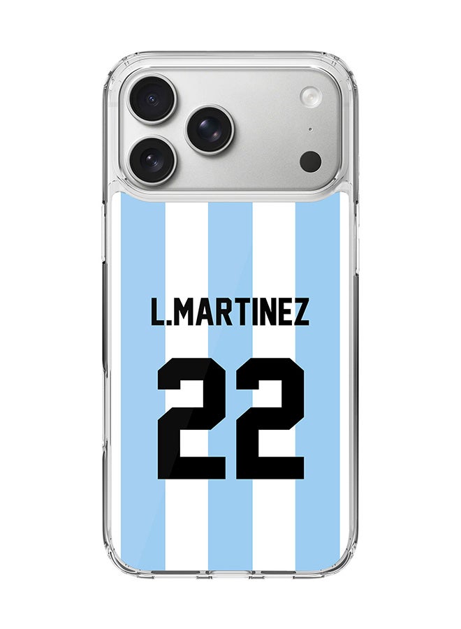 Stylizedd Classic Clear MagSafe Case for iPhone 17 Pro Max , Hybrid Soft Case Flexible Edges Anti Drop TPU PC Gel Thin Transparent Cover [ Designed for iPhone 17 Pro Max ] - Football Team - Argentina, Player Name - L.Martinez