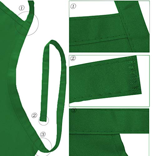 multifuns 12 pcs Green Aprons Bulk Waterdrop Resistant for Women Men Kitchen Cooking Grilling Aprons with 2 Pockets (24x28 inch, Green)… - Image 4
