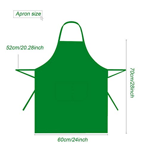 multifuns 12 pcs Green Aprons Bulk Waterdrop Resistant for Women Men Kitchen Cooking Grilling Aprons with 2 Pockets (24x28 inch, Green)… - Image 2