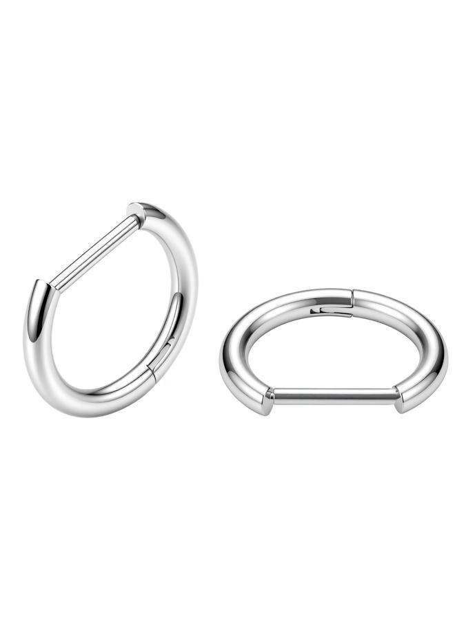 VOJO G23 Titanium Silver Hoop Earrings Small Huggie Earrings Hinged Lobe Cartilage 16G for Sensitive Ears, Silver,16G 10mm, Titanium, No Gemstone - Image 1