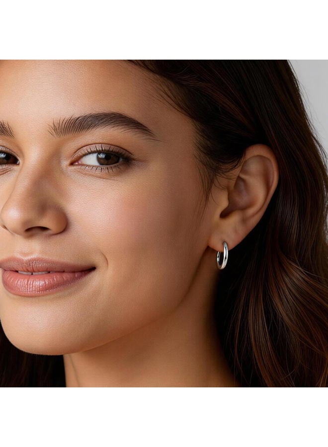 VOJO G23 Titanium Silver Hoop Earrings Small Huggie Earrings Hinged Lobe Cartilage 16G for Sensitive Ears, Silver,16G 10mm, Titanium, No Gemstone - Image 4