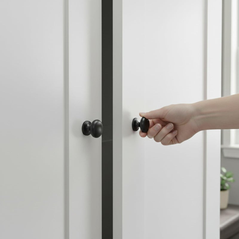 trust4care 4-Pack Matt Black Large Bifold Closet Door Knobs with Wide Base, Zinc Round Kitchen Cabinet Wardrobe Dresser Dummy Pull Knobs, 1-1/2 Inch Furniture Sideboard Drawer Handles - Image 5