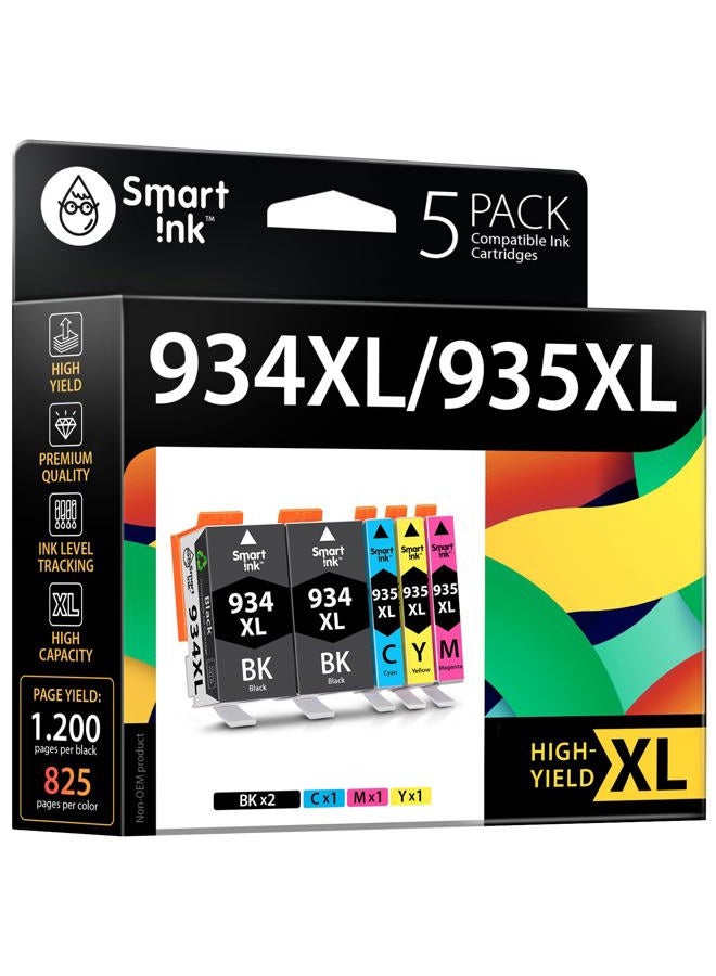 Smart Ink Compatible Ink Cartridge Replacement for HP 934 XL 935 935XL 934XL for Officejet Pro 6230 6830 6835 Officejet 6220 6812 6815 6820 (2BK & C/M/Y 5 Pack Combo) - Image 1