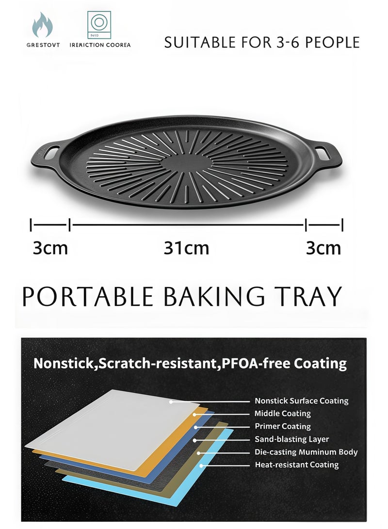 مقلاة شواء خارجية 28*28 سم، مقلاة شواء، مقلاة شواء، مقلاة شواء غير لاصقة، متينة وغير لاصقة، تسخين متساوٍ، مقلاة حديد زهر متعددة الوظائف، مناسبة للطباخ الحثي، موقد الغاز، الموقد الكهربائي، الشواء الداخلي والخارجي - Image 2