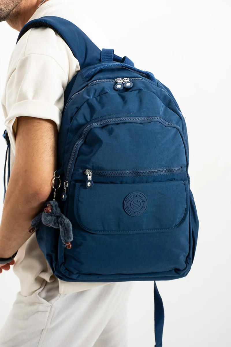 Sanmorris Unisex Water Resistant Fabric Laptop Compartment Large Size Navy Blue Color School and Travel Backpack