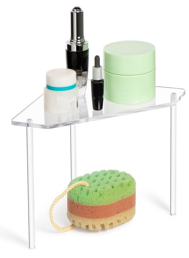 Jetec 2 Tier Corner Bathroom Organizer Countertop Shelf Acrylic Bathroom Table Organizer Vanity Tray Sink Stackable Clear Shower Corner Vanity Shelf for Kitchen Toilet Makeup Storage - Image 5
