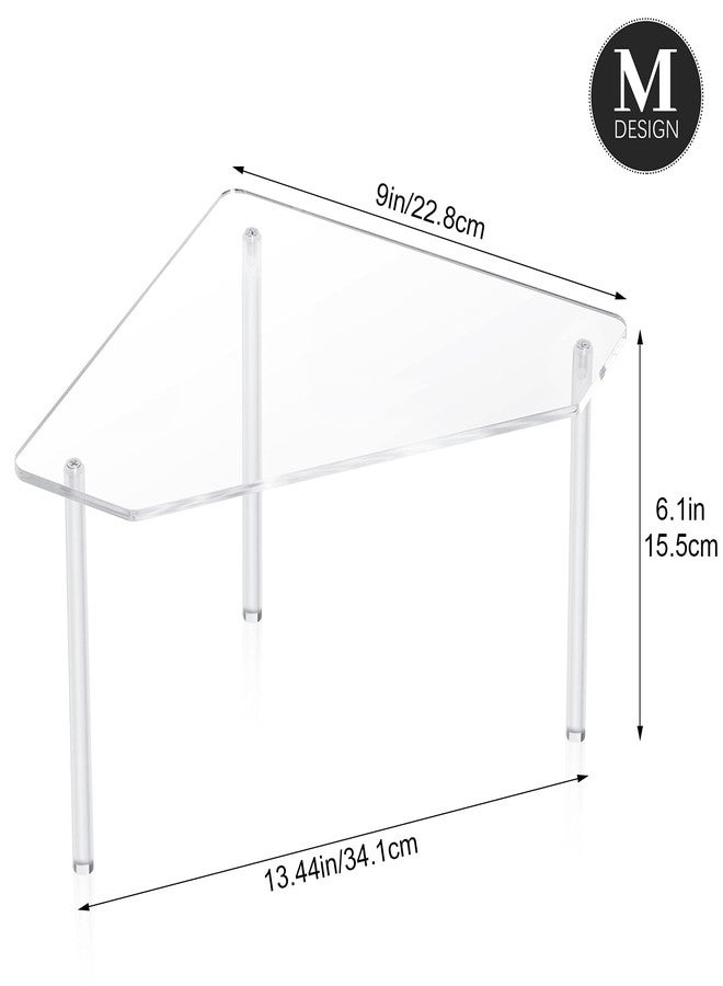 Jetec 2 Tier Corner Bathroom Organizer Countertop Shelf Acrylic Bathroom Table Organizer Vanity Tray Sink Stackable Clear Shower Corner Vanity Shelf for Kitchen Toilet Makeup Storage - Image 2