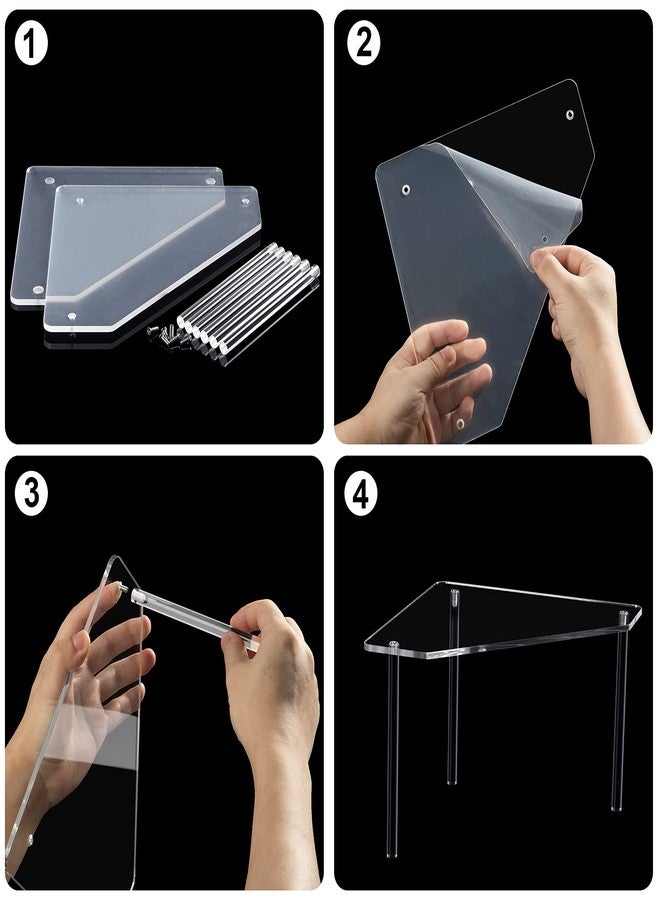 Jetec 2 Tier Corner Bathroom Organizer Countertop Shelf Acrylic Bathroom Table Organizer Vanity Tray Sink Stackable Clear Shower Corner Vanity Shelf for Kitchen Toilet Makeup Storage - Image 3