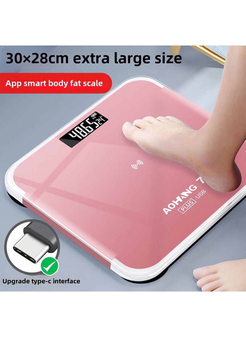 Generic - Rechargeable Weighing Scale Cross-border Electronic Scale Commercial Human Mini Weighing Scale Household Electronic Weighing Scale Manufacturers 30*28cm rose gold APP - Image 1