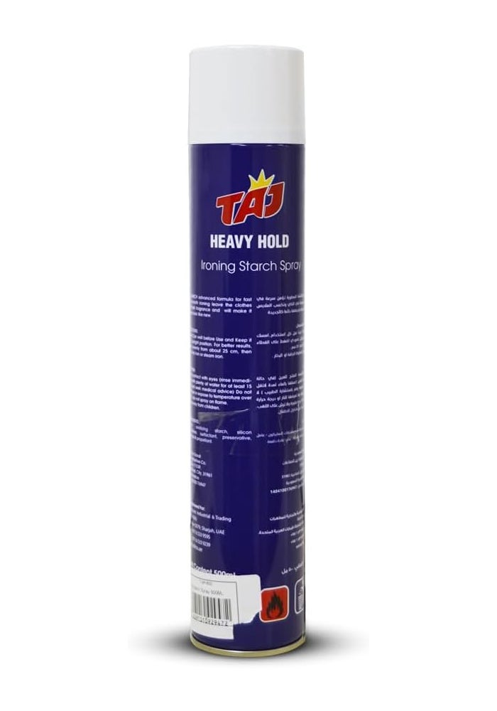 Taj Starch Spray - Heavy Hold, 500ml - Crisp Finish, Reduces Wrinkles, Pleasant Fragrance - Image 2