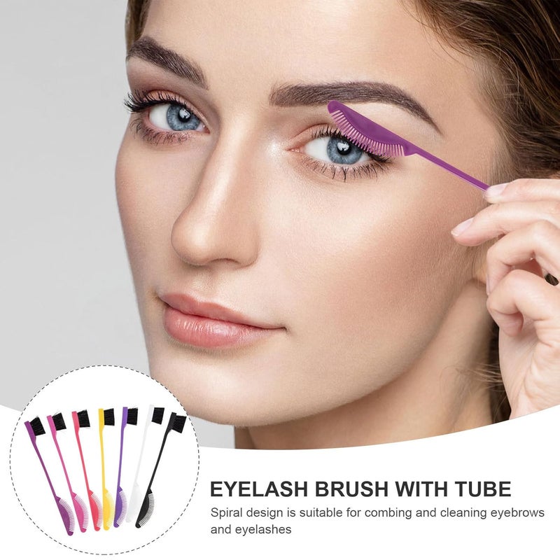 7pcs Dual-ended Fan-shaped Eyebrow and Hair Wax Brush Set with Edge Comb for Precise Eyebrow Shaping and Hair Styling, Suitable for Professional Makeup and Salon Use Random Color - Image 5