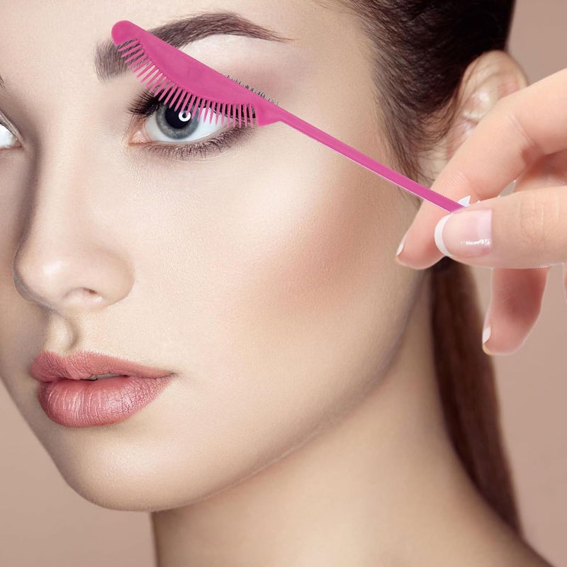 7pcs Dual-ended Fan-shaped Eyebrow and Hair Wax Brush Set with Edge Comb for Precise Eyebrow Shaping and Hair Styling, Suitable for Professional Makeup and Salon Use Random Color - Image 4