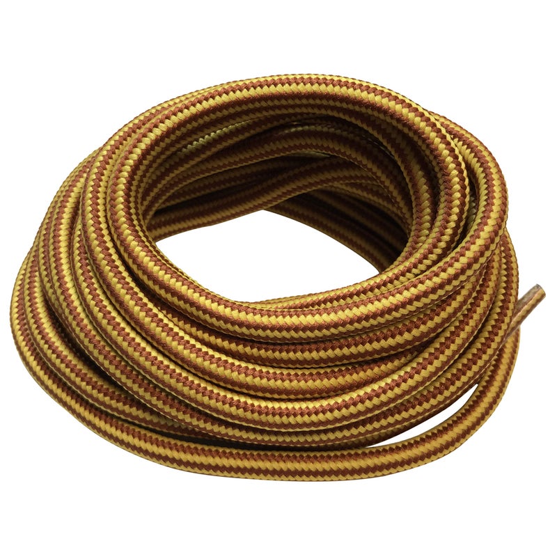 bq B&Q 3 pairs Heavy duty round boot laces shoelaces for hiking walking construction safety work boots shoes (60"(153cm), Yellow/Brown) - Image 1
