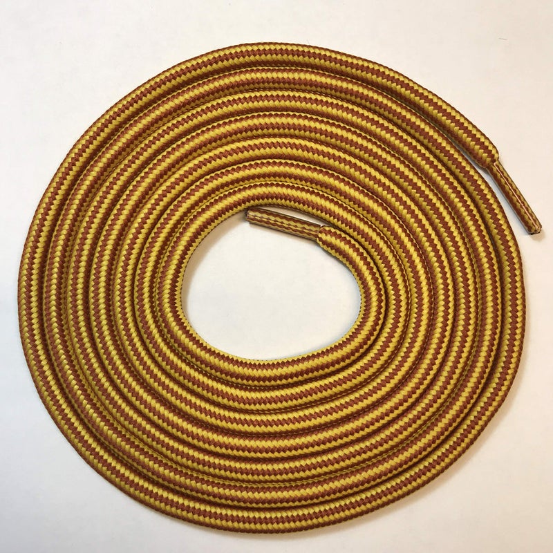 bq B&Q 3 pairs Heavy duty round boot laces shoelaces for hiking walking construction safety work boots shoes (60"(153cm), Yellow/Brown) - Image 2