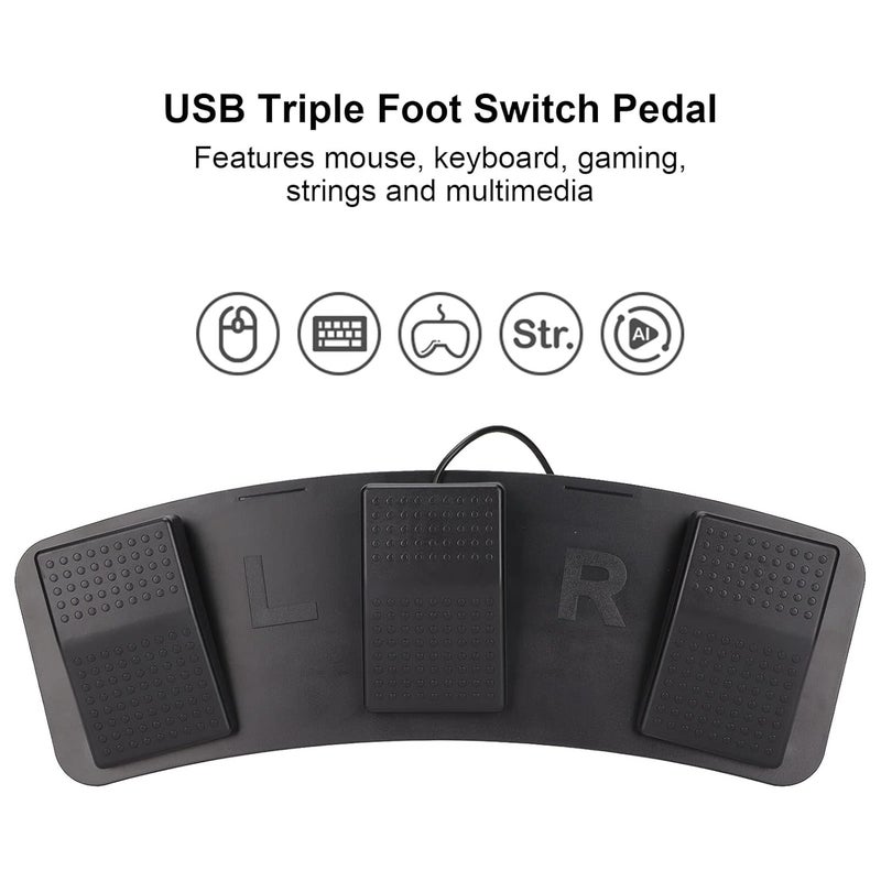 دواسة ثلاثية القدم لتبديل USB، دواسة قابلة للبرمجة بثلاثة مفاتيح لفعل لوحة المفاتيح وفأرة الكمبيوتر للتحكم في ألعاب الفيديو ومعدات المكتب (FS23_PM (مفتاح ميكانيكي)) توصيل للأحياء الجديدة - Image 2