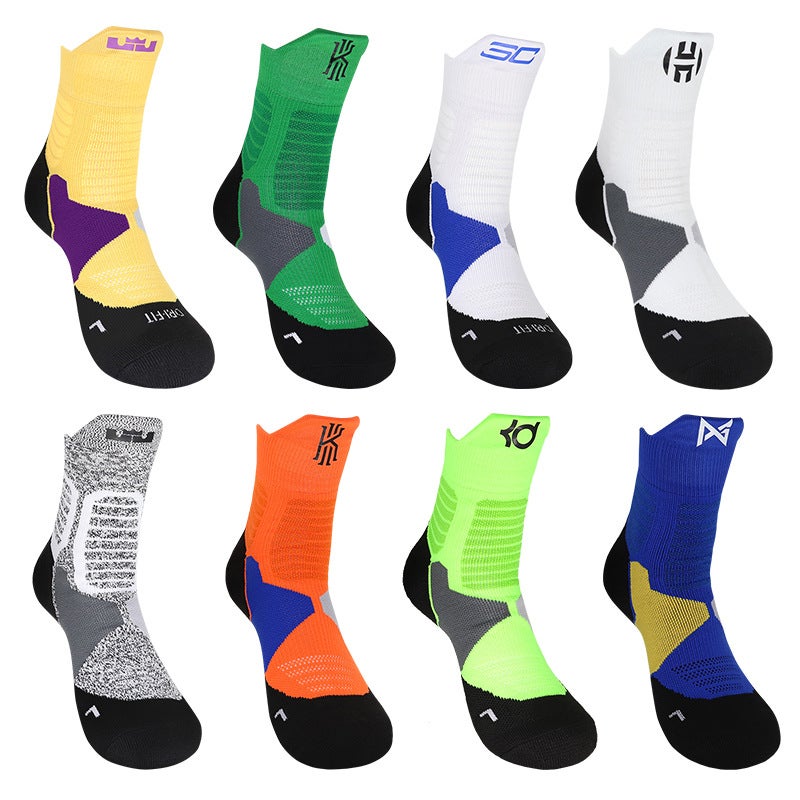 Kids High-Top Basketball Socks Elite Cotton Owen Yellow  - Image 4