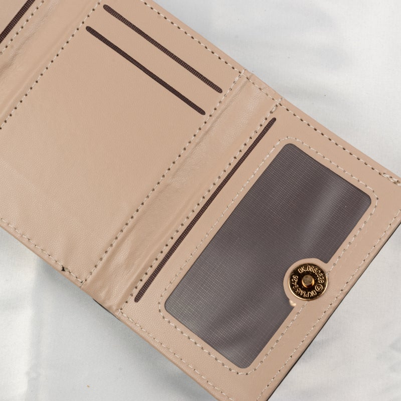 Leather Flip Wallet & Card Holder with Multiple Pockets - Beige - Image 3